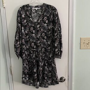 Veronica Beard Black Floral Long Sleeve Dress